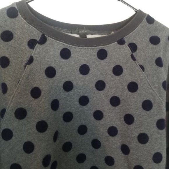 J. Crew Womens M Gray & Navy Blue Polka Dots Long - Picture 2 of 8